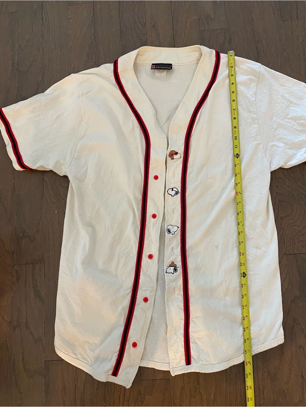 Peanuts White Baseball Jersey with Red Trim